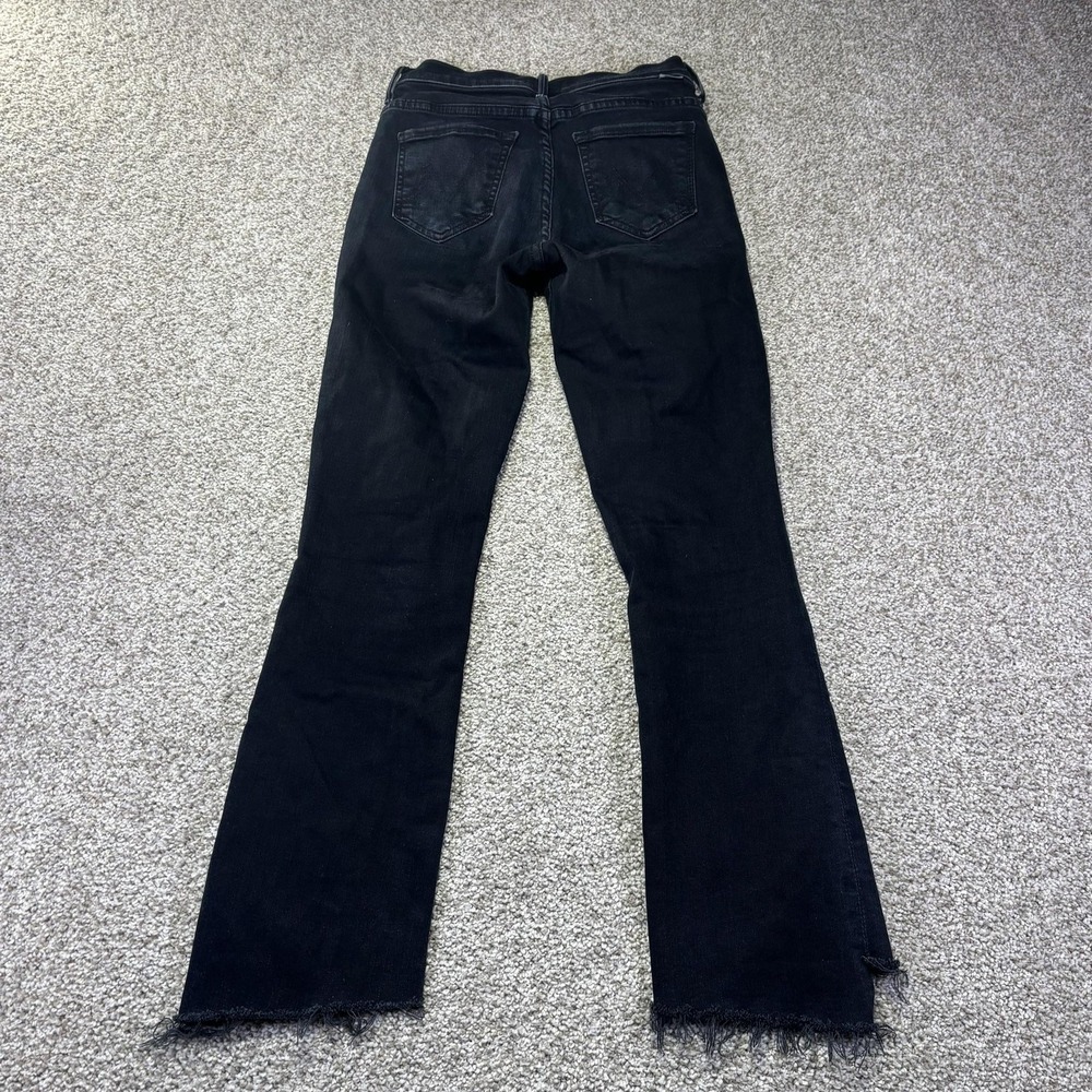 Mother Insider Crop Step Fray Jeans Womens 23 Black Charcoal Flare Denim Raw Hem